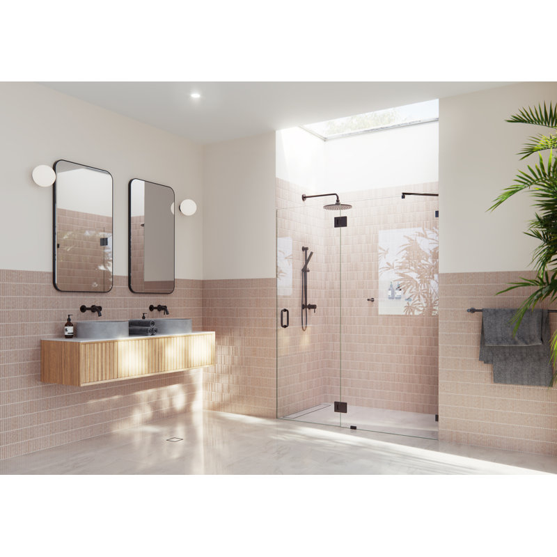 Halo 62.25 in. x 78 in. Frameless Glass Hinge Shower Door, Oil Rubbed Bronze