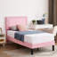 Lit plateforme simple tapissier en velours rose avec tête de lit réglable, cadre de lit moderne avec lattes de bois, aucun sommier requis-1528948483-1522354922