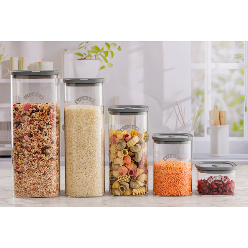 Kilner Fresh Storage Jar Pantry Set 1 x 0.5L, 1 x 1L, 1x 1.5L, 1 x 2L, 1x 3.5L