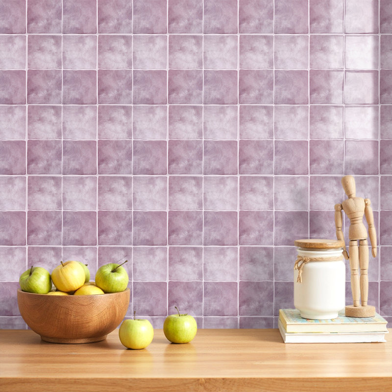 10Pcs Self-Adhesive Wall Tile Stickers, Purple