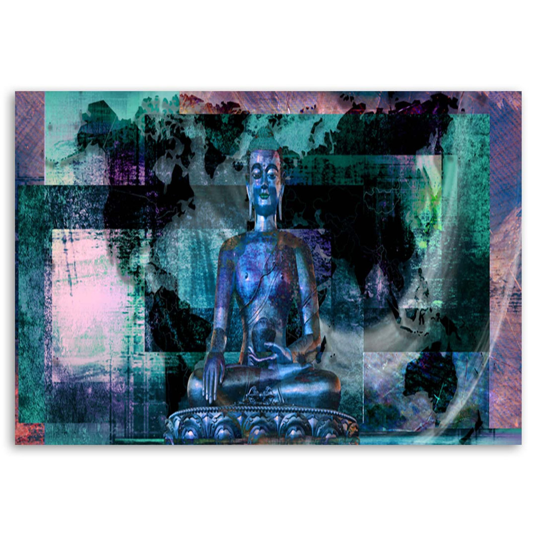 Leinwandbild Abstract Buddha Turquoise