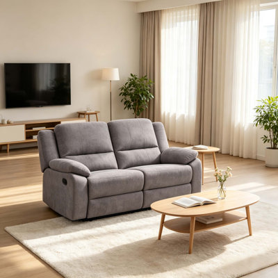 Canapé à deux places inclinable manuel avec confort ergonomique et revêtement en microfibre