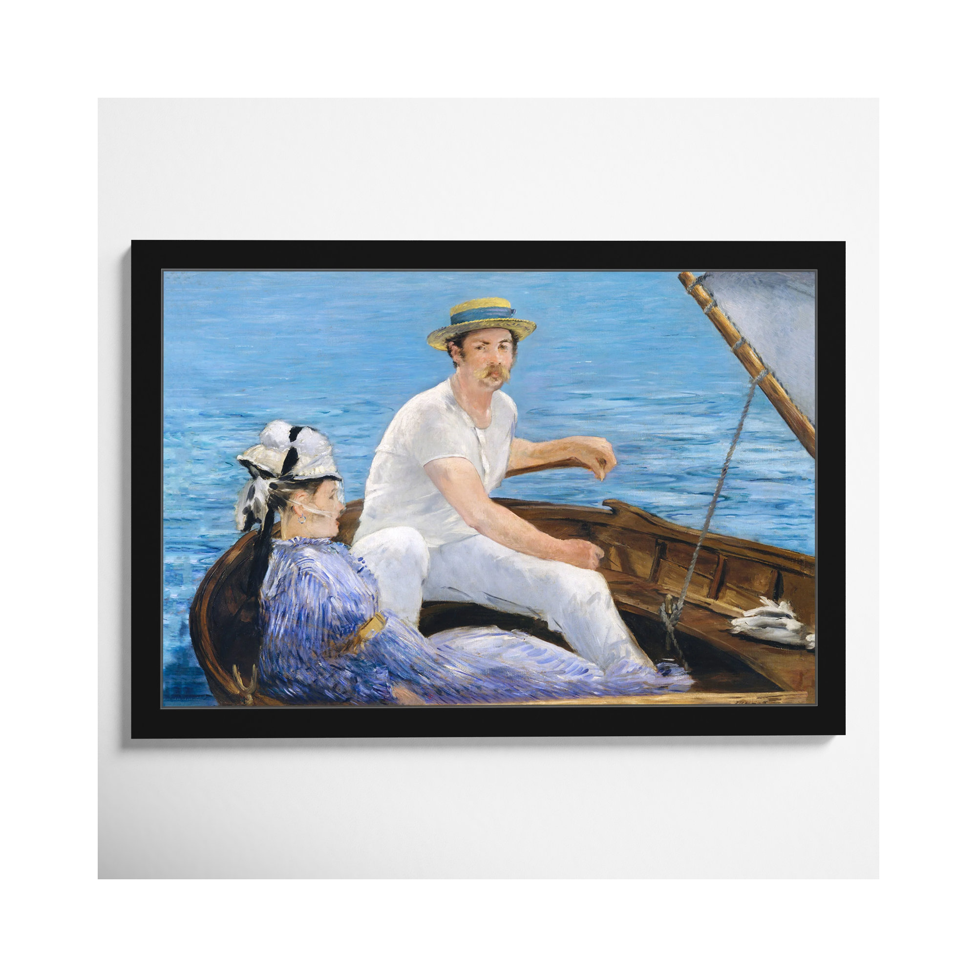Manet - Boating 1974, 10" H x 15" W x 0.5" D, Black