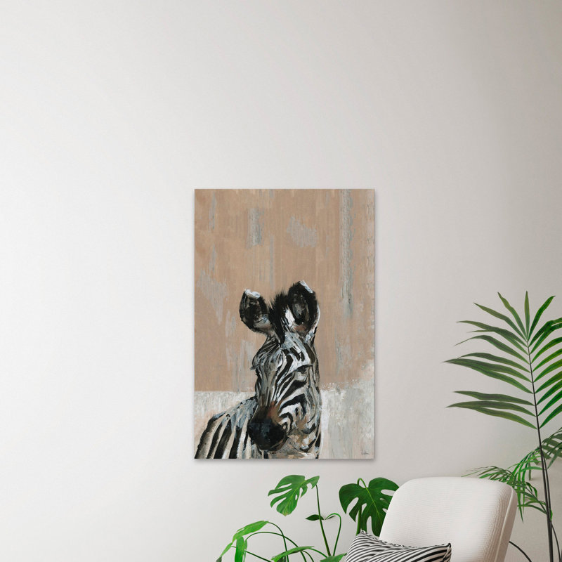 Bonjour Zebra Wrapped Canvas Painting, 152cm H x 101cm W x 3.81cm D