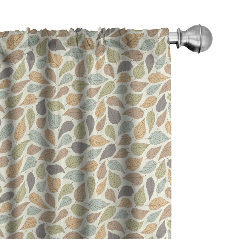 Leaves Floral Semi-Sheer Rod Pocket Curtain Panels, 28" x 95"