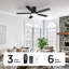Ventilateur de plafond standard d'intérieur moderne noir de 52 po avec lumières à DEL à intensité variable et télécommande incluse