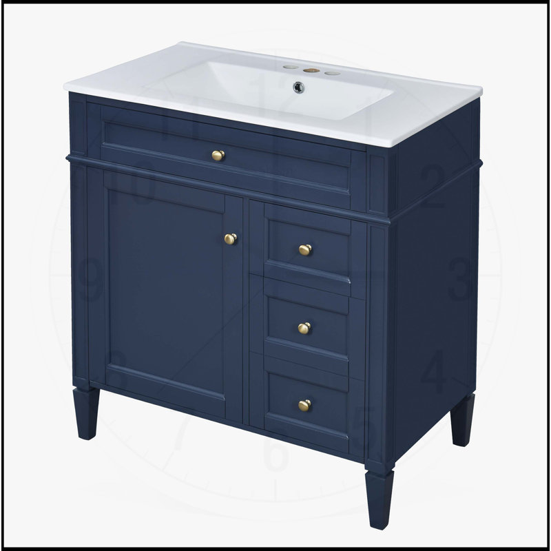 Meuble-lavabo de 30 po avec lavabo supérieur, Bleu