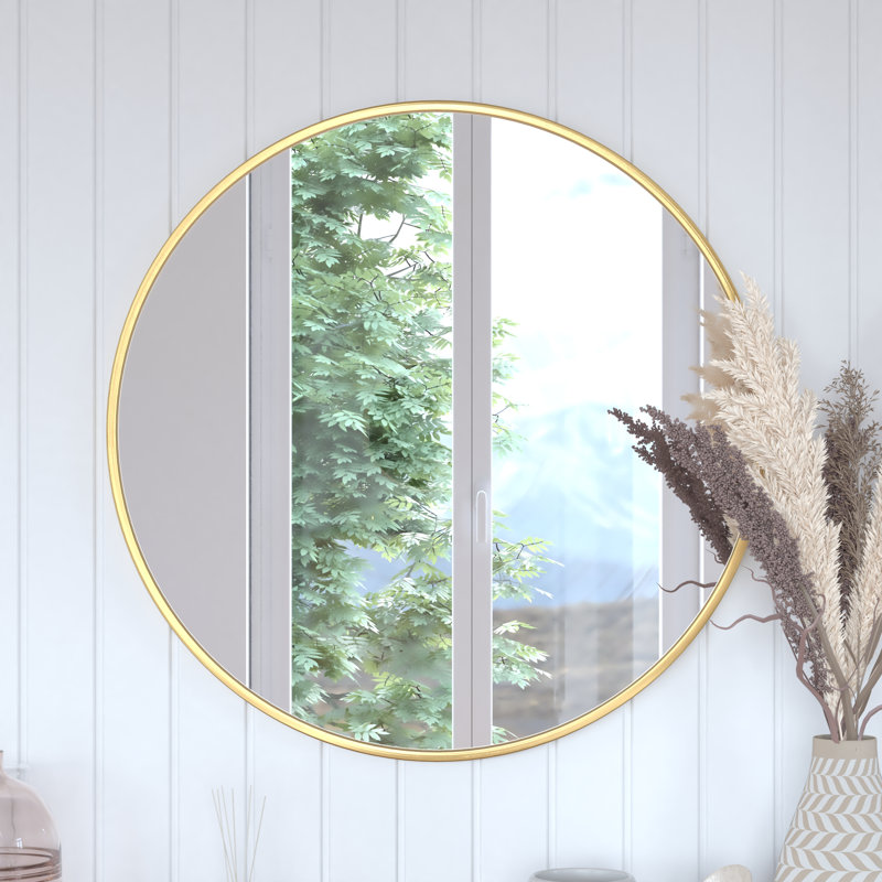 Miroir d'appoint mural Gagalis, H 30 po x l 30 po x P 0,78 po, Or