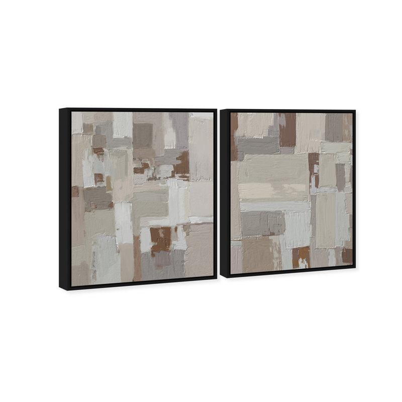 In Place Set Canvas Abstract Print by Oliver Gal, Black Frame, 16 x 20, 25"H x 31"W, Black Floater Frame