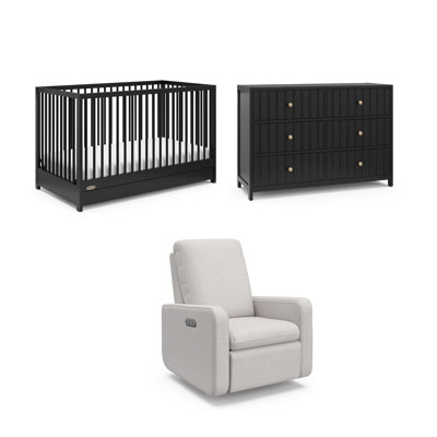 Teddi 5-In-1 Convertible Crib With Drawer, 6 Drawer Dresser, And Power Recliner 3-Piece Collection Nursery Set