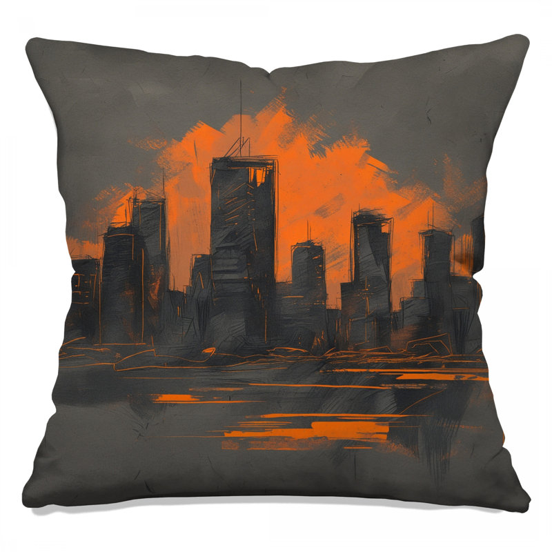 Coussins décoratifs Orange City Skyline, 26 x 26 pouces