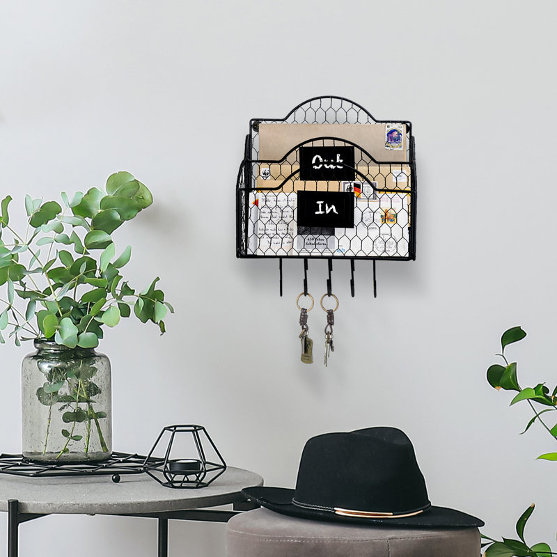 Wall Mail Organiser with Key Hooks
