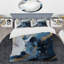 Ensemble de housse de couette en microfibre / polyester Blue and White Enigmatic Stones II Bedding-1849227382