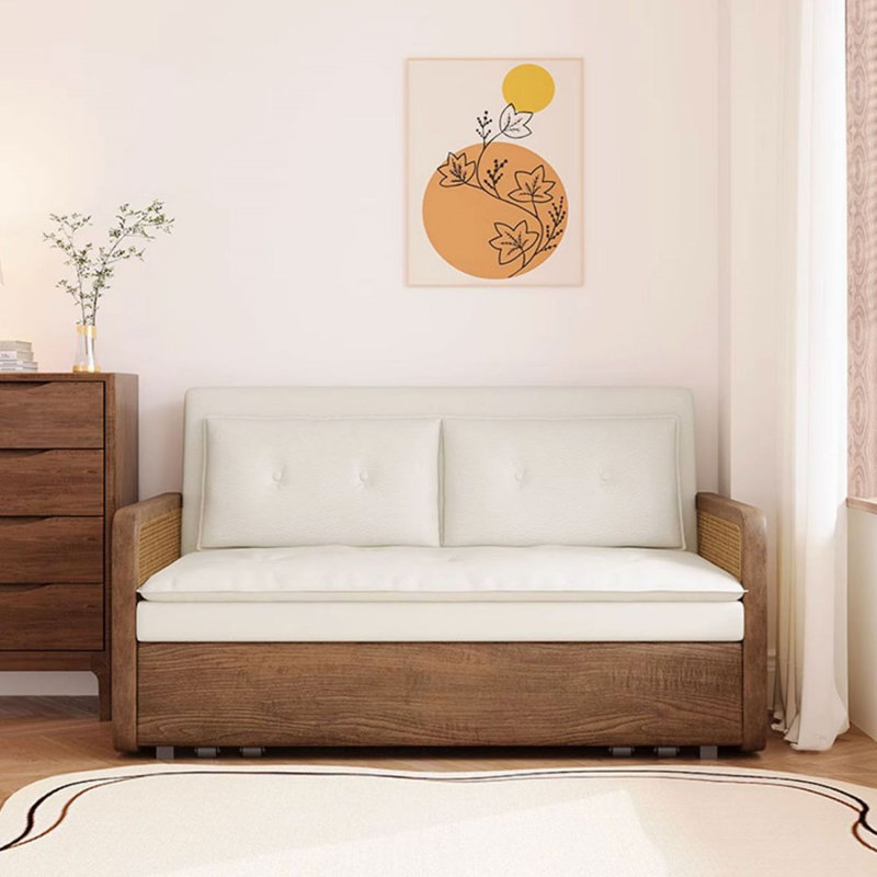 Canapé-lit 62,20 po en similicuir convertible blanc cassé, H 33,07 po x L 62,20 po x l 31,50 po