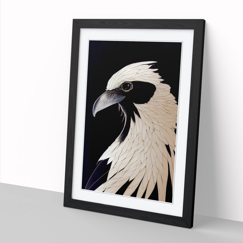Crow Bird Portrait 1 Piece Single Picture Frame Wall Art, 34cm H x 25cm W x 2cm D, Walnut