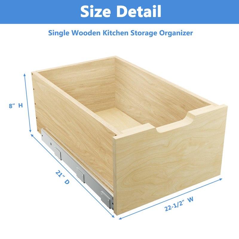 Lubeck Wood Pull Out Drawer, 8'' H x 23'' W x 21'' D