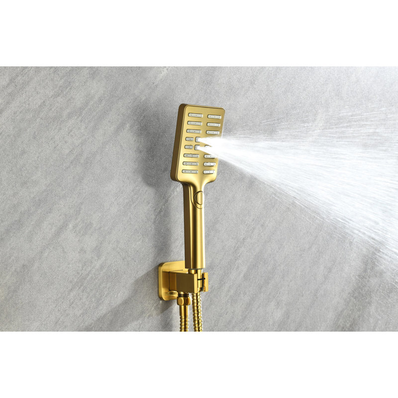 Brass Wall Mounted Shower, 3 Body Sprays & Handheld, Natural Experience Gold Manifestation