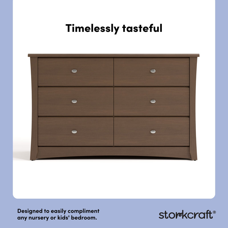 Crescent 6 Drawer Double Dresser, Hazelnut