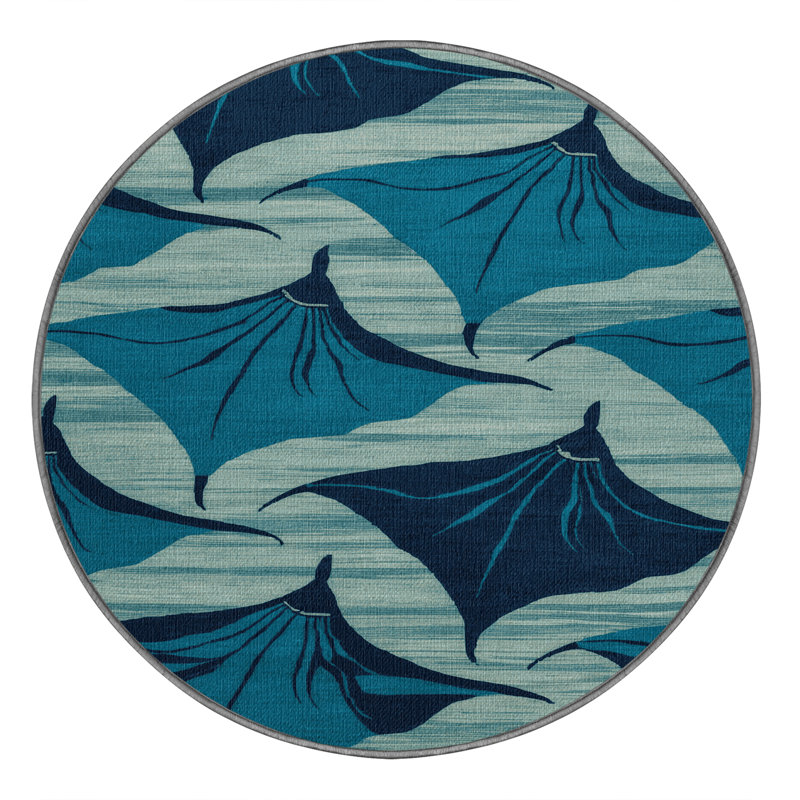  Tapis hawaïen lavable Manta Rays, Rond 6 pi
