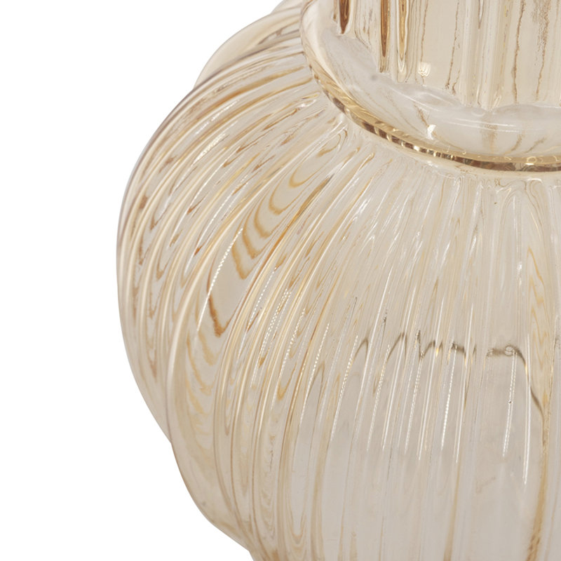 D6,3 x H 11,4 po - vase décoratif en verre ambré avec texture nervurée et col évasé