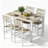 Modern Farmhouse Style 5-Piece Dining Room Table And Chairs Set, Rectangle Small Kitchen Table Set With 4 Chairs And Storage Rack, Particle Board Top And Metal Frame Dinette Set For 4, Space-Saving Design Bar Table Set-1626502226