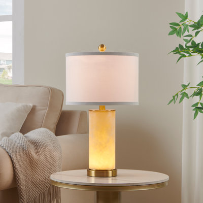 22 Inch Marble Table Lamp Set with LED Night Light and Bulbs