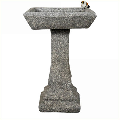 Bird Baths | Modern 22.8in H Square Concrete Outdoor Bird Bath for Garden | Concrete Cement | Birdbath Single Tier Pedestal