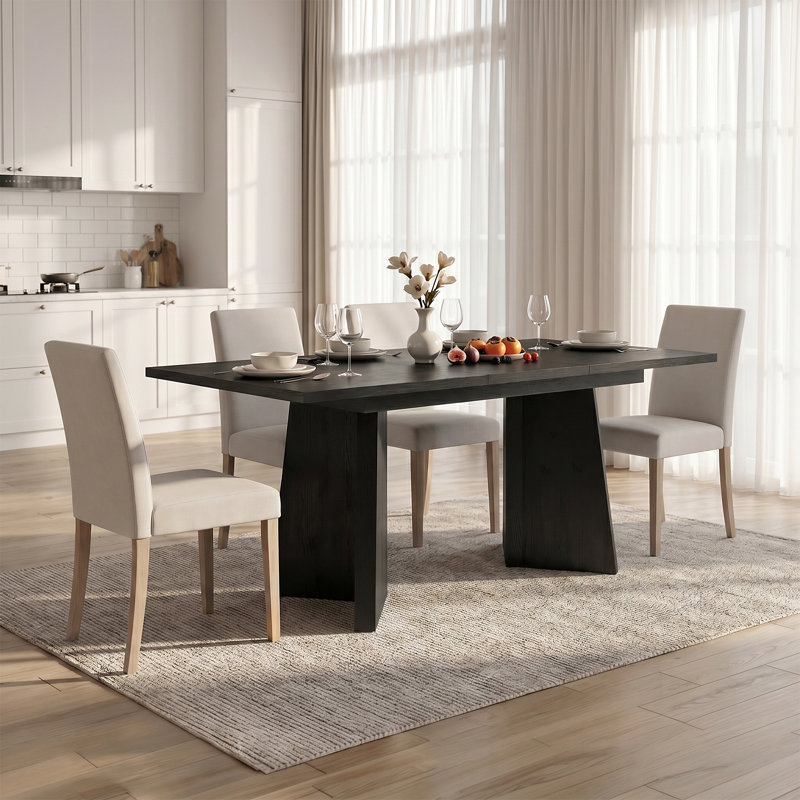 Table de salle à manger extensible de 46,8 po à 62,4 po de largeur, Noir