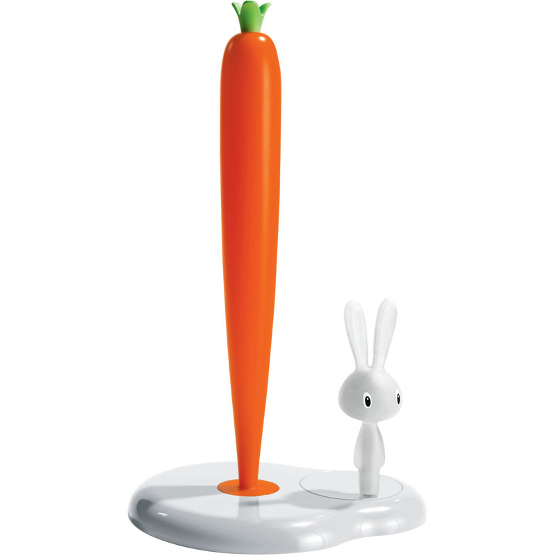 Bunny & Carrot Kitchen Roll Holder, 13.39", White