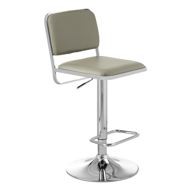 Sallisaw Swivel Upholstered Adjustable Height Counter Stool with Metal Frame, Grey