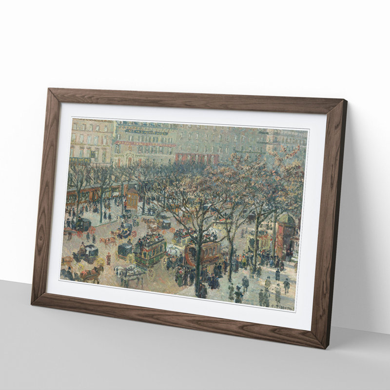 Italian Boulevard by Camille Pissarro - Picture Frame Painting, 36cm H x 48cm W x 2cm D, Walnut