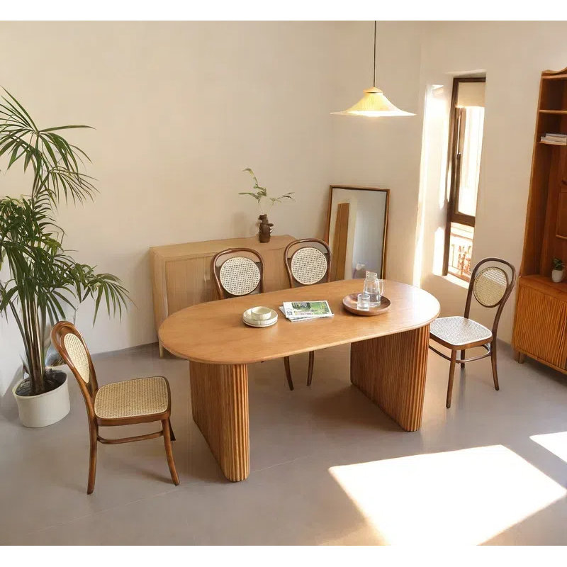 Ensemble de table et de chaises en bois de frêne massif durable., H 29,72 po x L 62,99 po x l 33,46 po