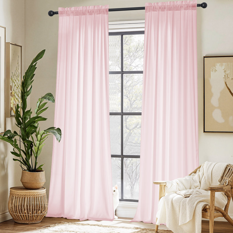  Non-See-Through Sheer Curtains 2 Panels for Living Room, Privacy Cat Proof Window Drapes for Bedroom, Rod Pocket Light Filtering Elegant Home Decoration