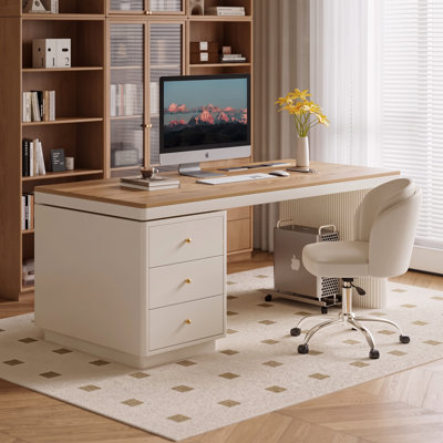 Bureau de direction de 180 cm (70,87 po) avec 3 tiroirs, bureau d'ordinateur réversible avec rangement, grand bureau moderne pour bureau à domicile et poste de travail