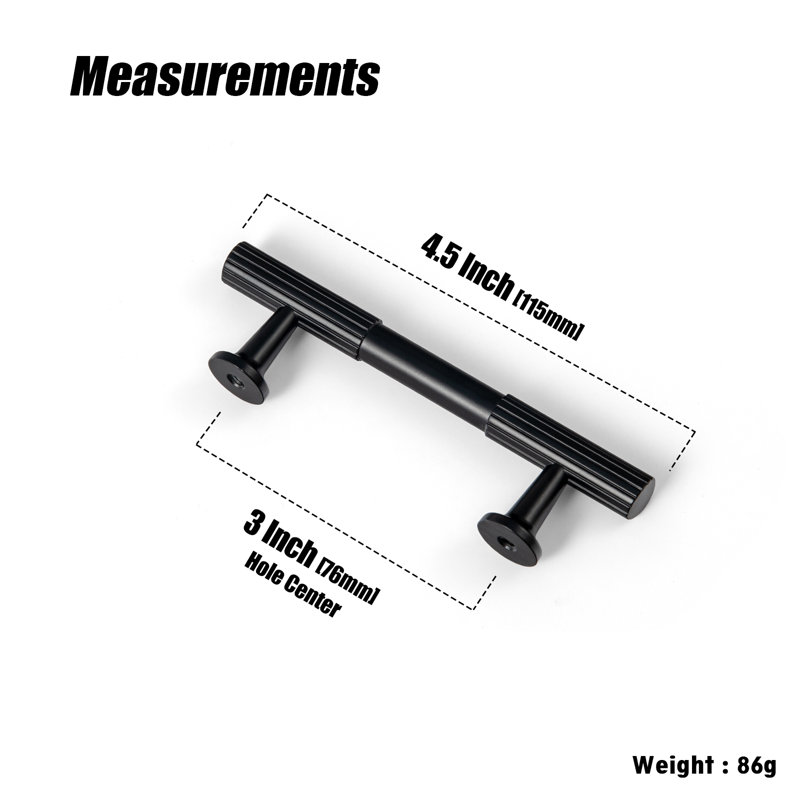 Bar / Handle Pull Multipack, Black, 3", 6-Packing