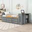 Lit plateforme simple en bois avec bureau intégré et 3 tiroirs et lit gigogne-106915462