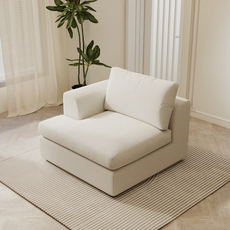 Fauteuil d'appoint modulaire rembourré avec housse de droite et rembourré Boucle, Blanc