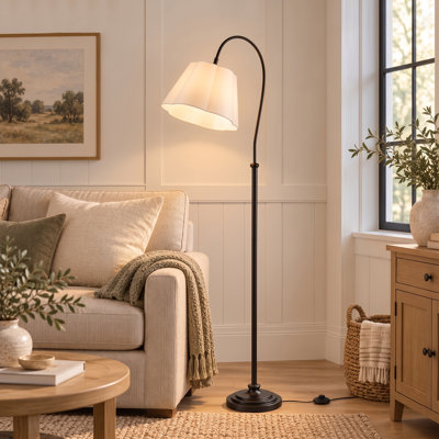68" Black Metal Arched Floor Lamp