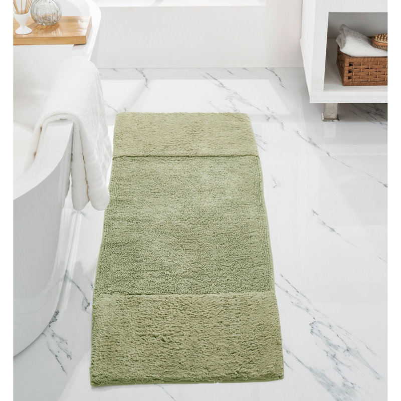 Tapis pour salle de bain 100% coton Merkle, Tapis de couloir 20 po x 60 po, Sauge
