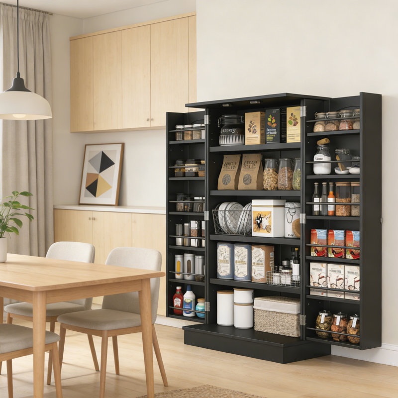 Armoire de cuisine moderne, armoire de cuisine, Noir