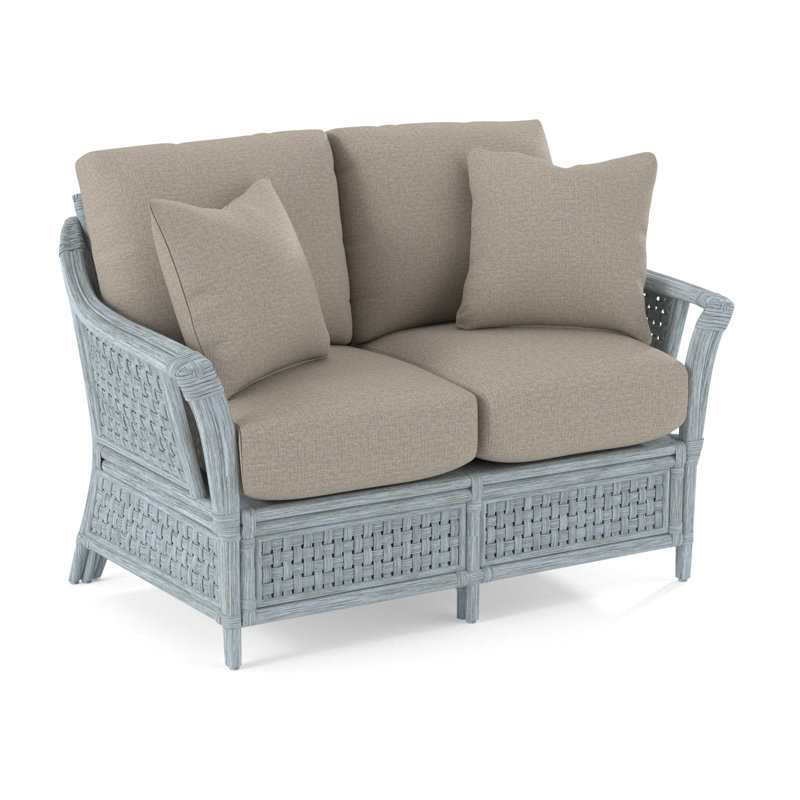 Boca Upholstered 55'' Loveseat, Beige Performance Fabric;, Sea Glass