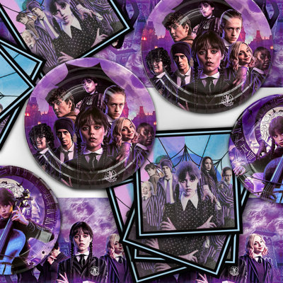 Wednesday Birthday Supplies, 87pcs Wednesday Addams Birthday Party Decorations&Tableware Set