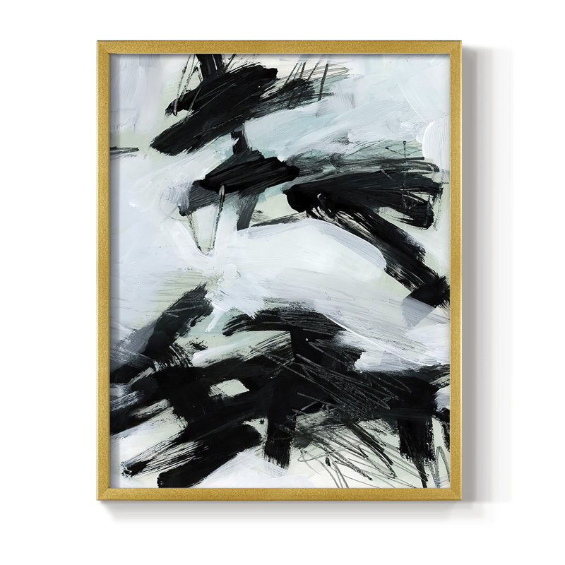 Reproduction encadrée océan en bois massif II, H 21 po x l 17 po, Doré