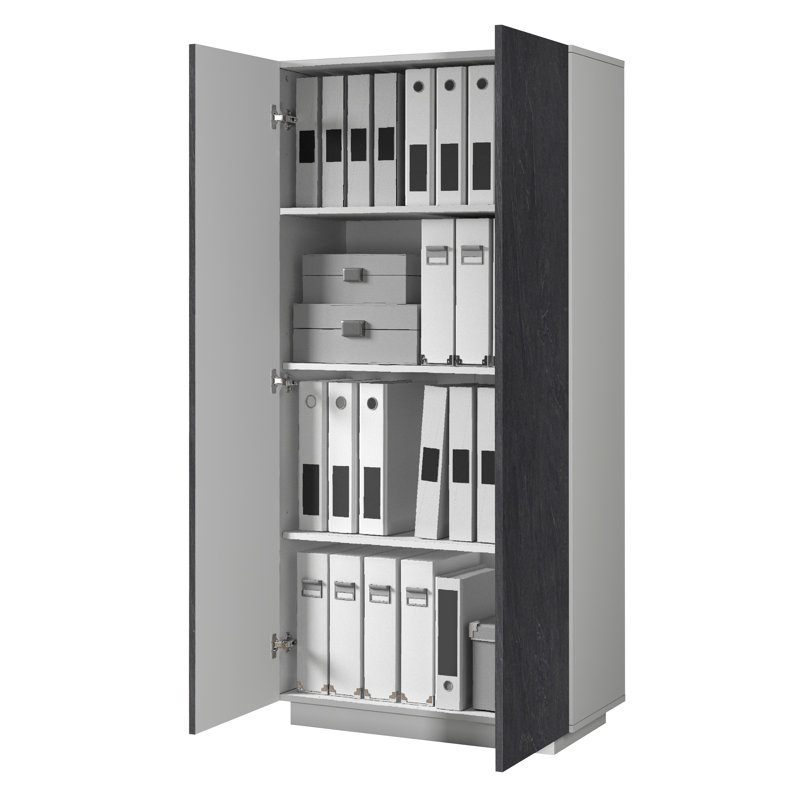 EASY 2 -Door 3 -Shelf Storage Cabinet, Black/White