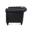 Fauteuil une place au charme intemporel, revêtement en PU souple, pieds en bouleau, hauteur d'assise de 32 cm, largeur des accoudoirs de 22 cm, ambiance harmonieuse, revêtement en PU noir imitation cuir, assise en bois de 57 cm, hauteur de dossier de 49 cm.