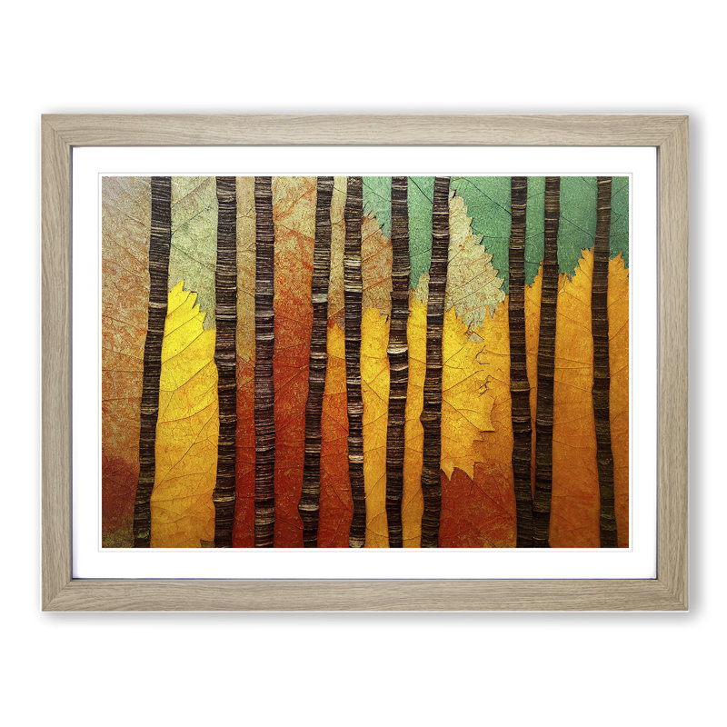 An Incomparable Autumn Forest Abstract - Single Picture Frame Print, 25cm H x 34cm W x 2cm D, Grey Framed