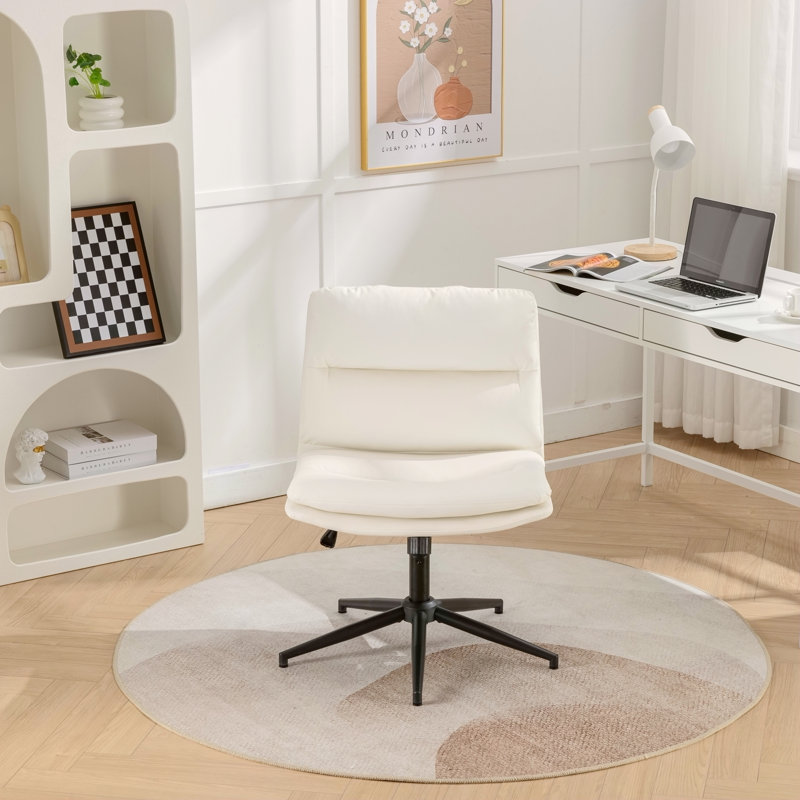 Fauteuil réglable / pivotant, siège large / chaise de bureau / fauteuil de coiffeuse, Blanc