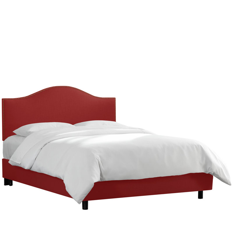 Lit tapissier standard à profil bas Brighton, Double, Velours performance cacao classique