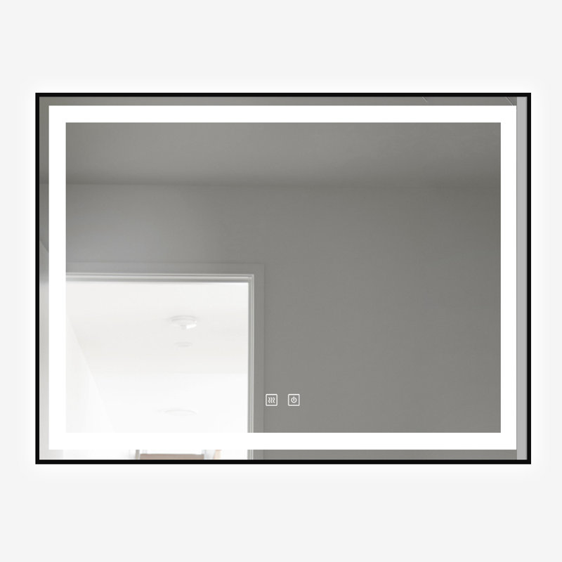 Jahna Aluminum Rectangle Mirror, 33.93" x 26.13", Matte Black