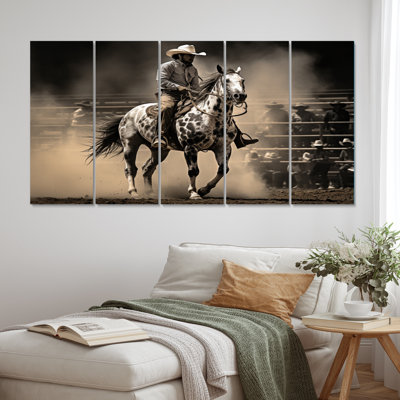 Western Wild West Show - Western Canvas Print - 5 Equal Panels